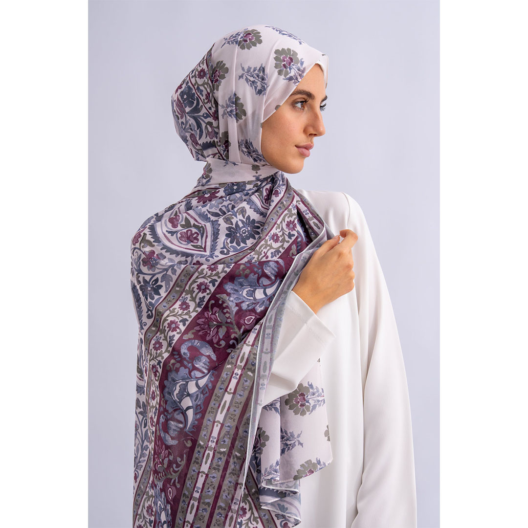 طرحة شيفون مطبوع Blossom Viel من عالمكي