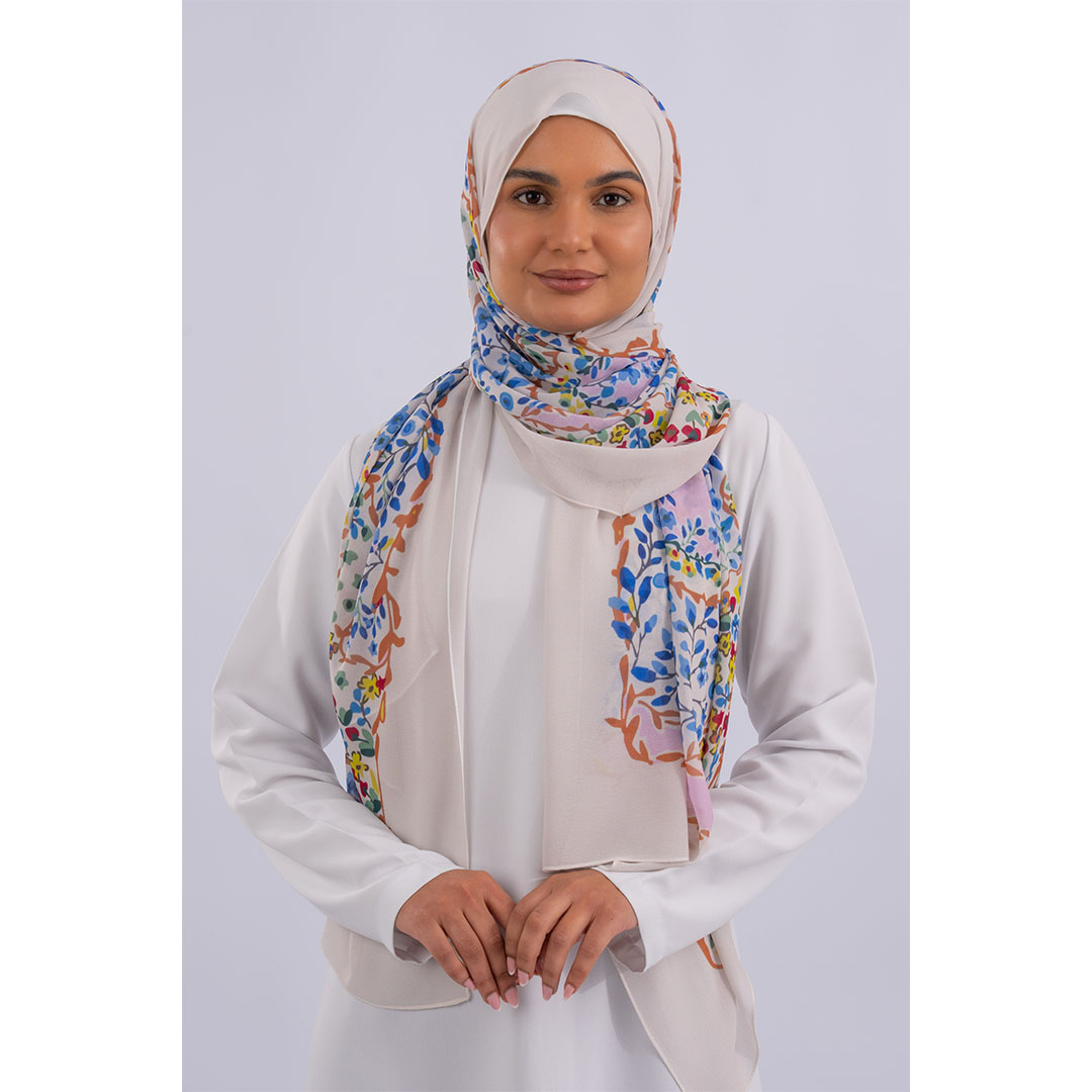 طرحة شيفون مطبوع Morning Flora من عالمكي