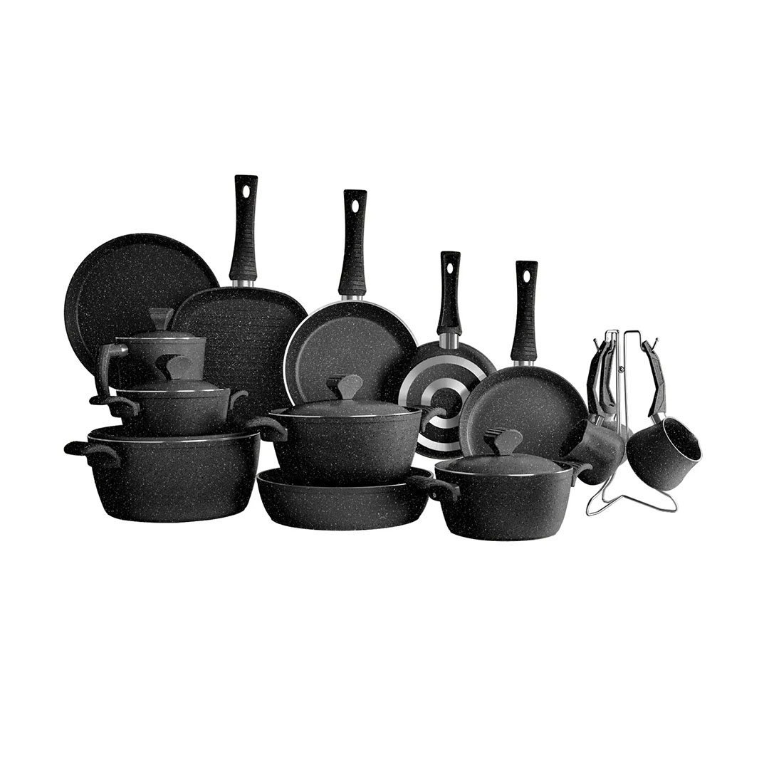 نوفال طقم حلل جرانيت فيجن روكس - 25 قطعة - أسود