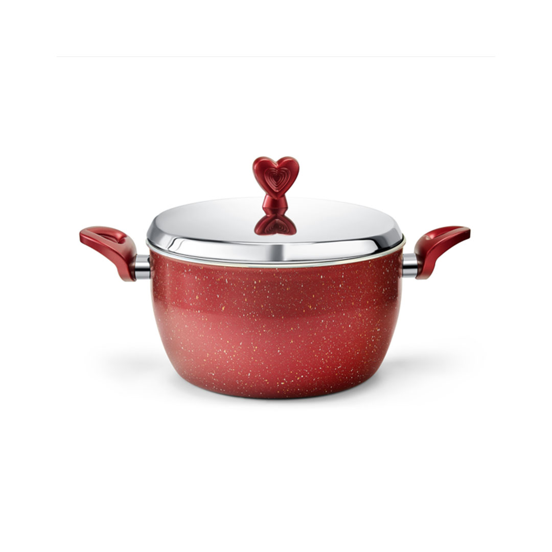 نوفال حلة جرانيت لافلي بغطاء - مقاس 16 - أحمر