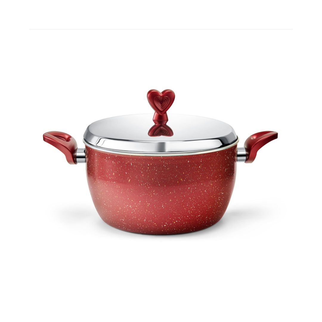 نوفال حلة جرانيت لافلي بغطاء - مقاس 20 - أحمر