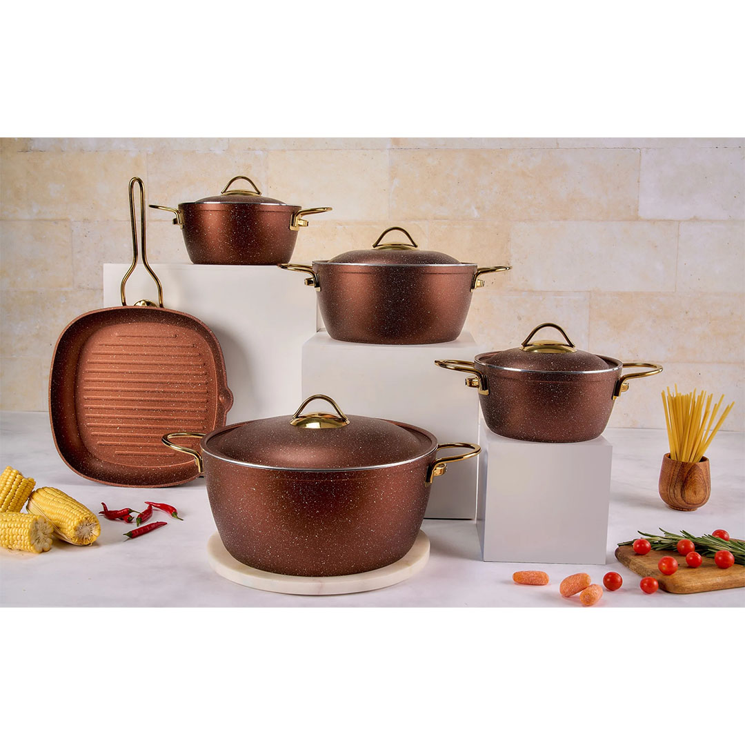 نوفال طقم حلل جرانيت فيجن - 14 قطعة - نحاسي