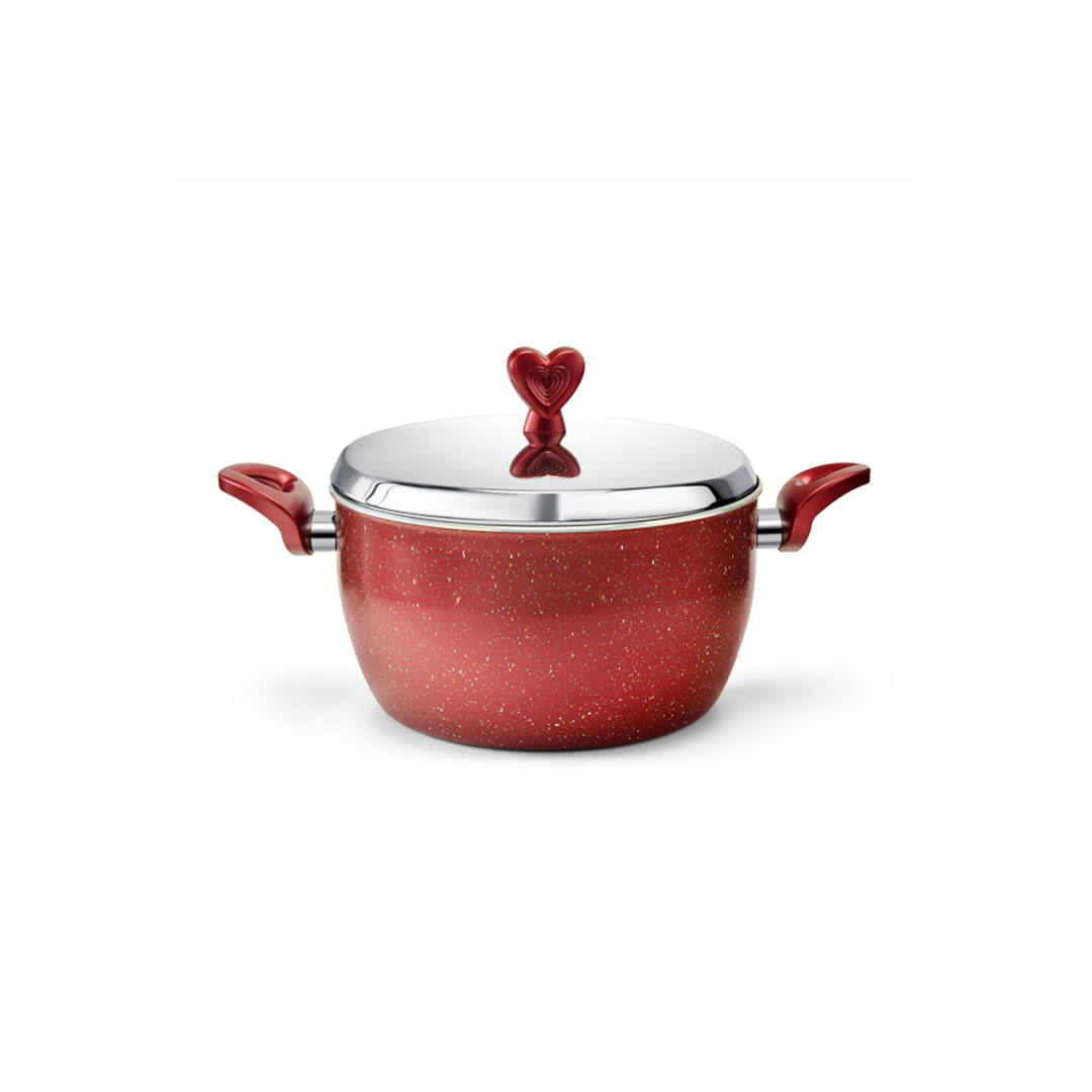 نوفال حلة جرانيت لافلي بغطاء - مقاس 30 - أحمر