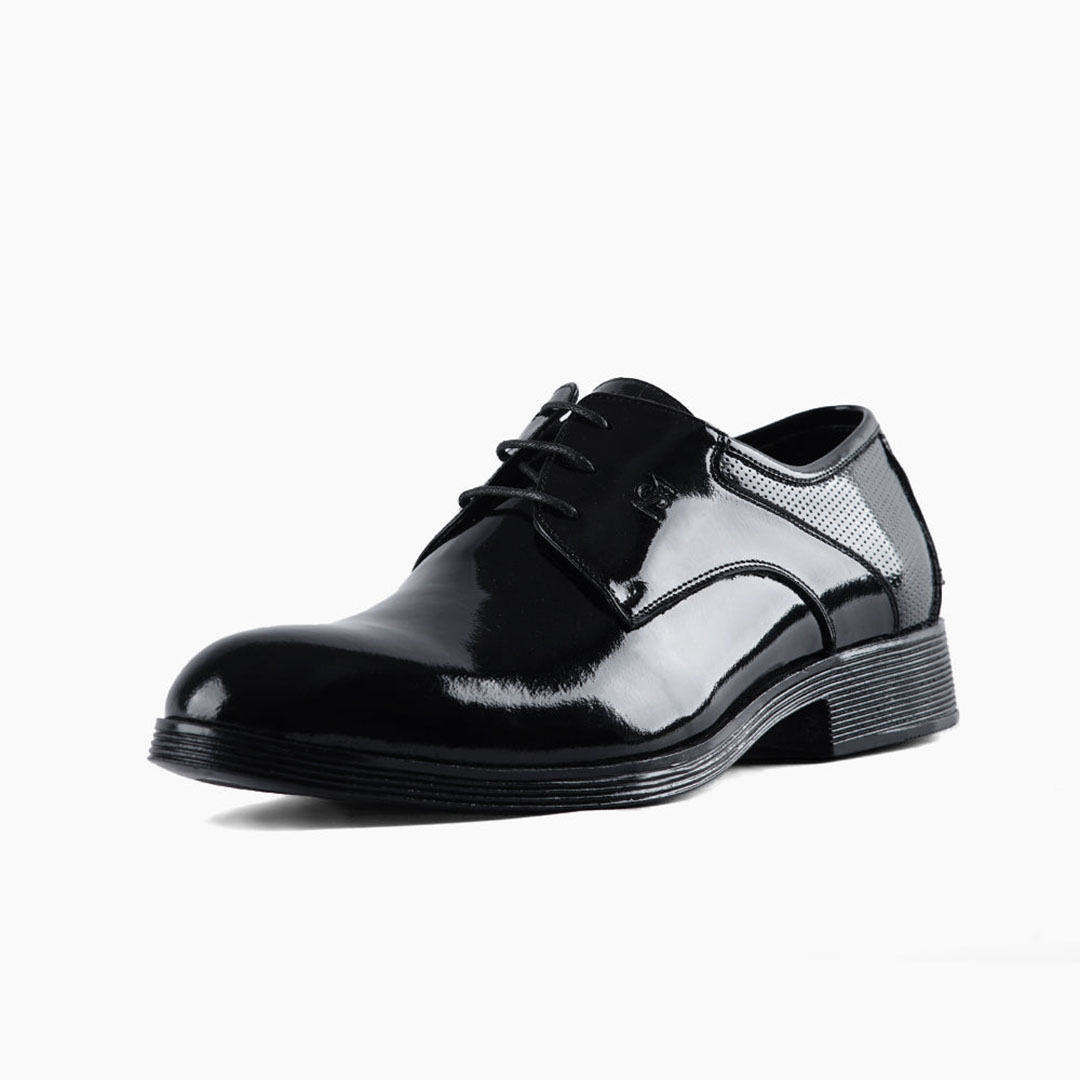 جزمة رجالي جلد طبيعي لامع برباط - 16497