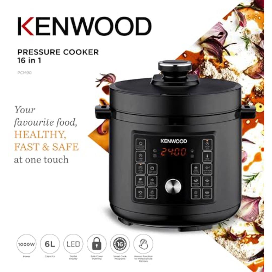 حلة ضغط كهربائية كينوود 16 في 1 - 6 لتر - 1000 وات - 16 برنامج - PCM90.000BK