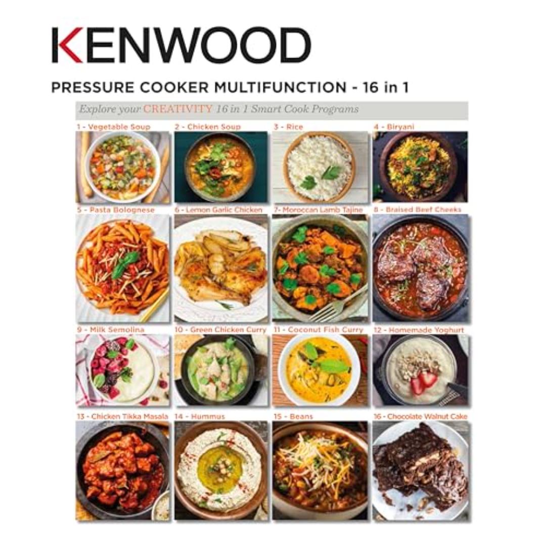 حلة ضغط كهربائية كينوود 16 في 1 - 6 لتر - 1000 وات - 16 برنامج - PCM90.000BK