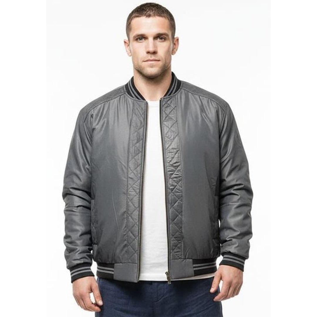 جاكيت رجالي شتوي كم طويل - رمادي