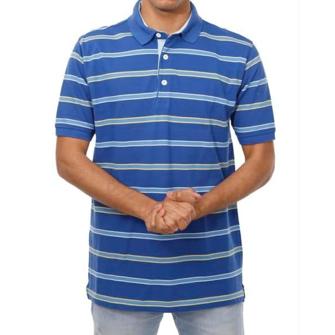 تيشيرت بولو رجالي - أزرق مخطط