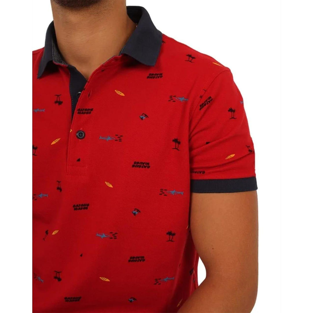 تيشيرت بولو نصف كم رجالي - أحمر