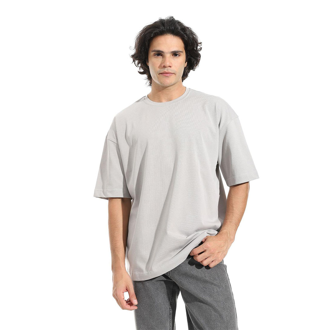 تيشيرت أوفر سايز 100% قطن - فضي