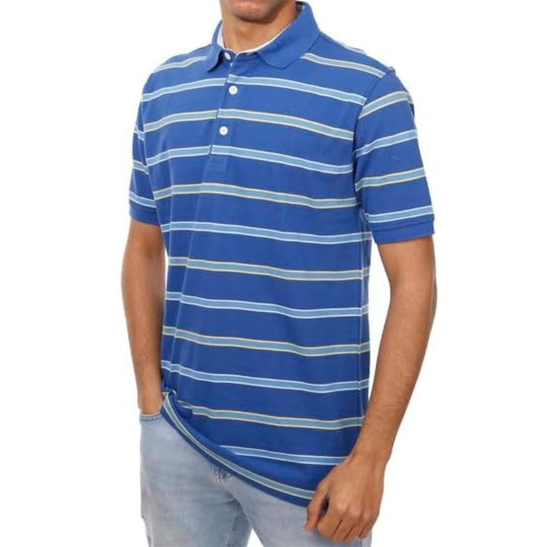 تيشيرت بولو رجالي - أزرق مخطط