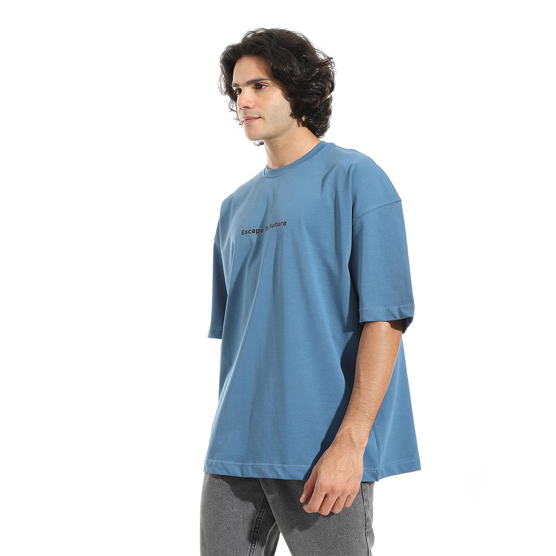 تيشيرت قطن أوفر سايز مطبوع نص كم