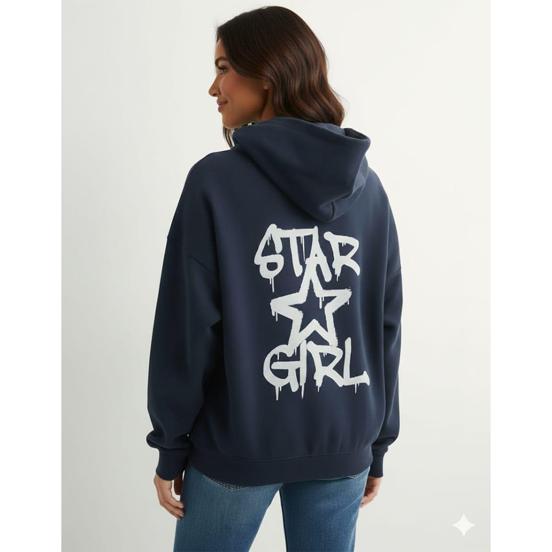 هودي حريمي مطبوع أوفر سايز - Star Girl