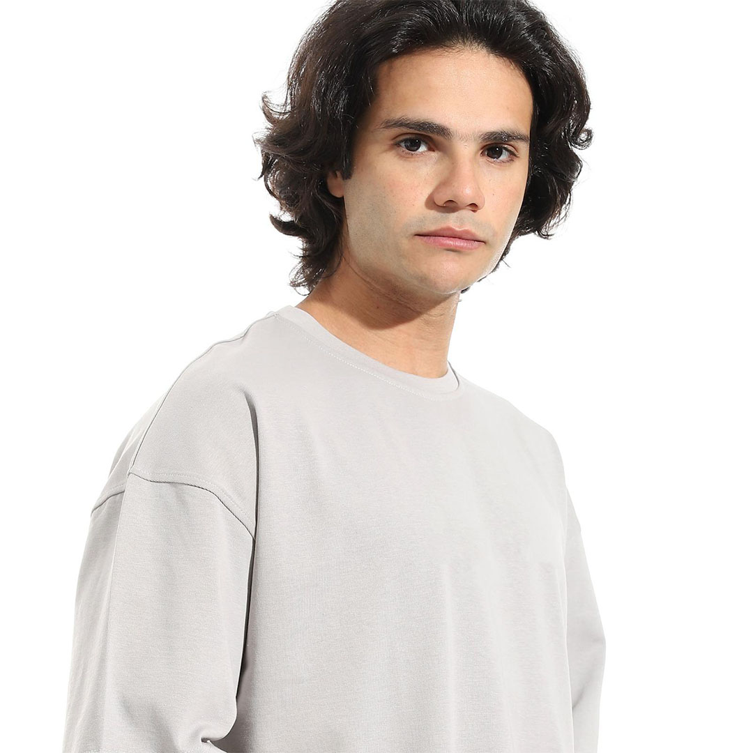 تيشيرت أوفر سايز 100% قطن - فضي