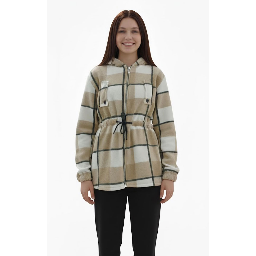 شميز حريمي كاروهات بغطاء رأس