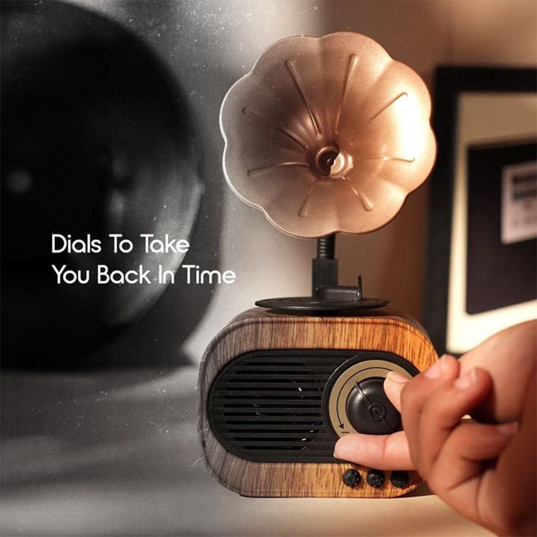 بلوتوث سبيكر شكل جرامافون - بني