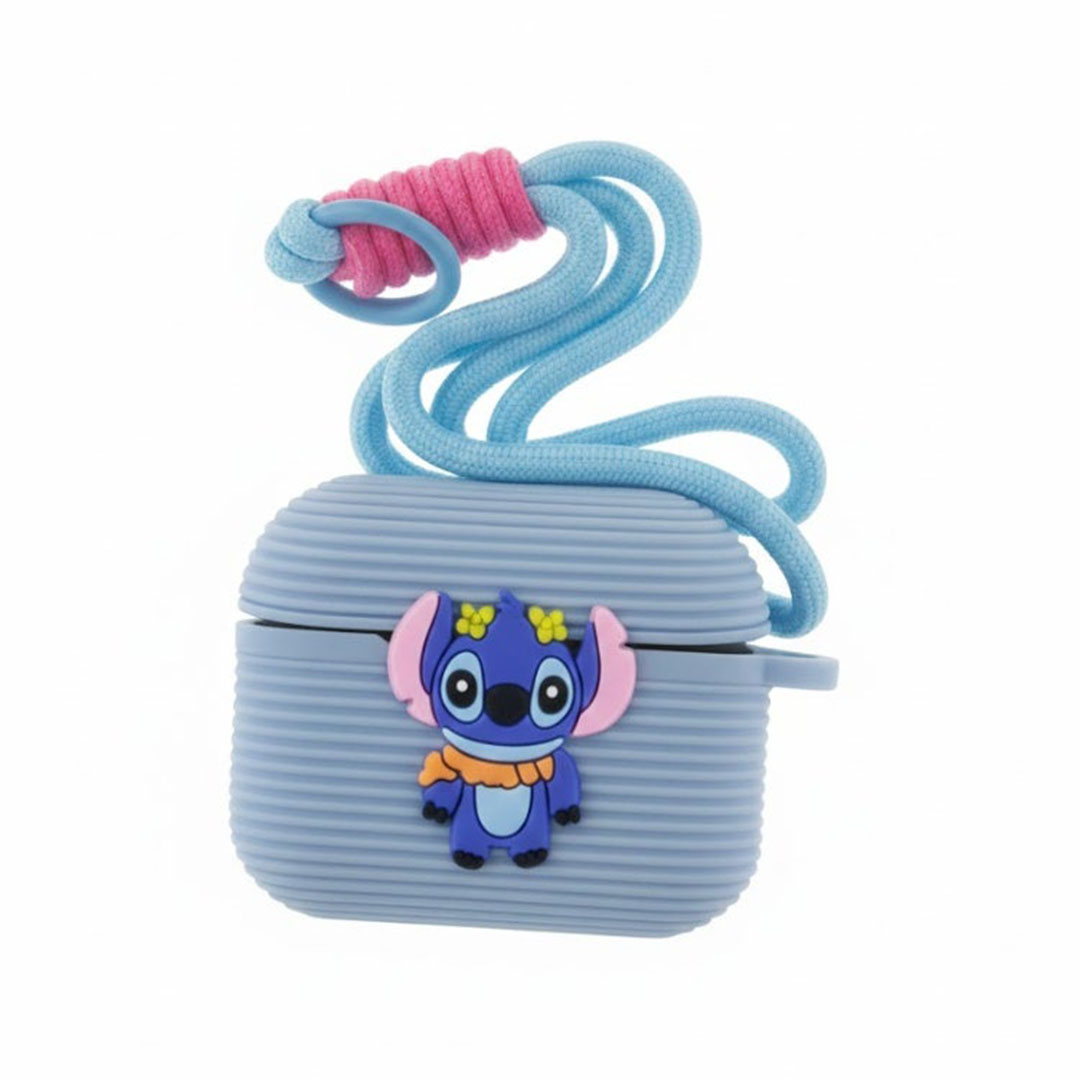 علبة سيليكون كرتونية مع حزام لسماعات AirPods Pro 2 - أزرق