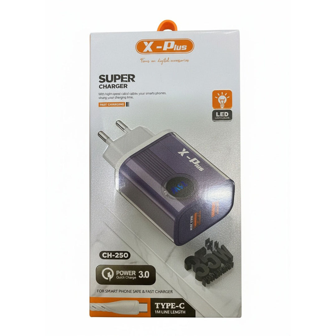 شاحن الحائط X-Plus CH-250 35W QC 3.0 مع كابل Type-C - أسود - CH-250