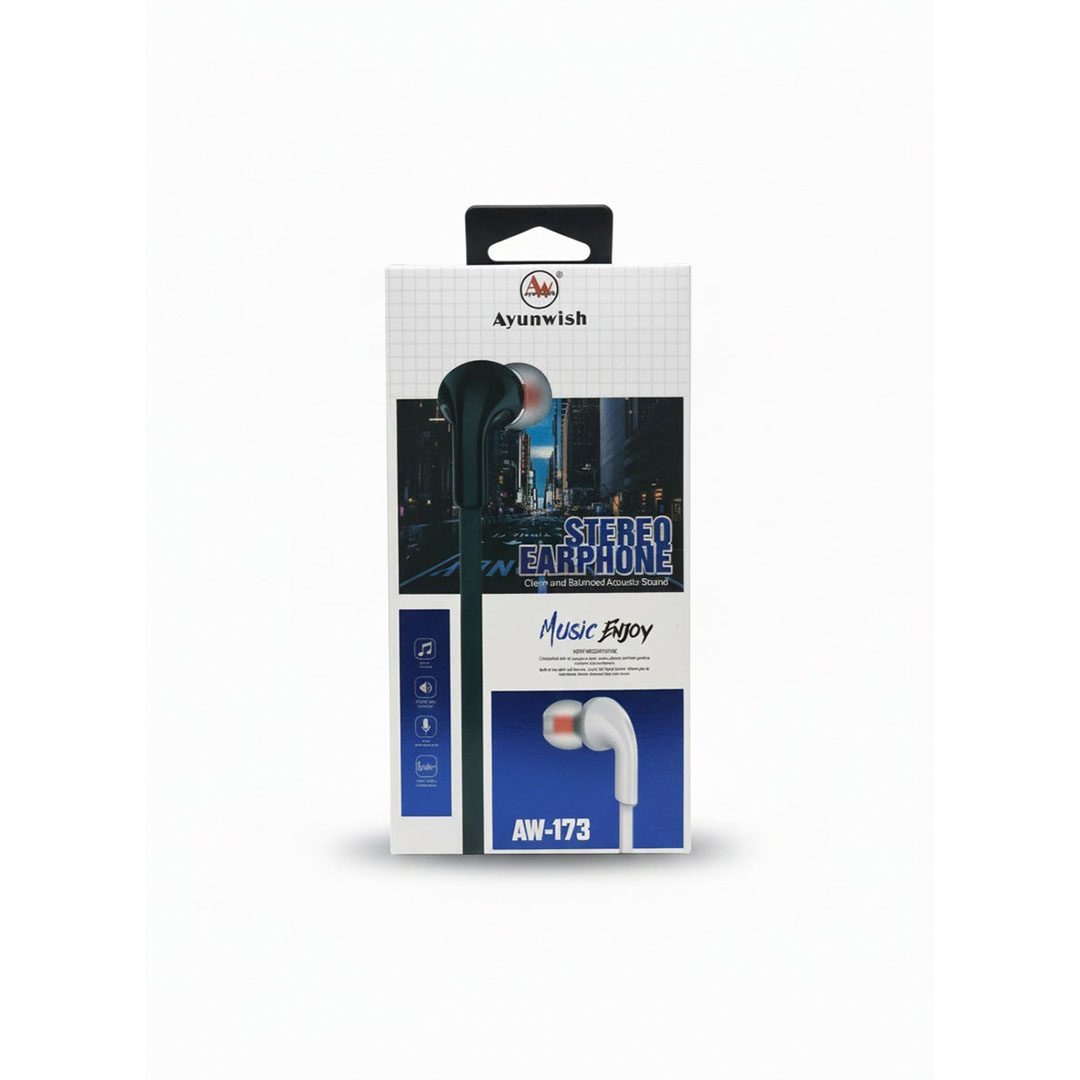 سماعات أذن I-conx AW-173 ستيريو داخل الأذن مع ميكروفون - أبيض وأسود