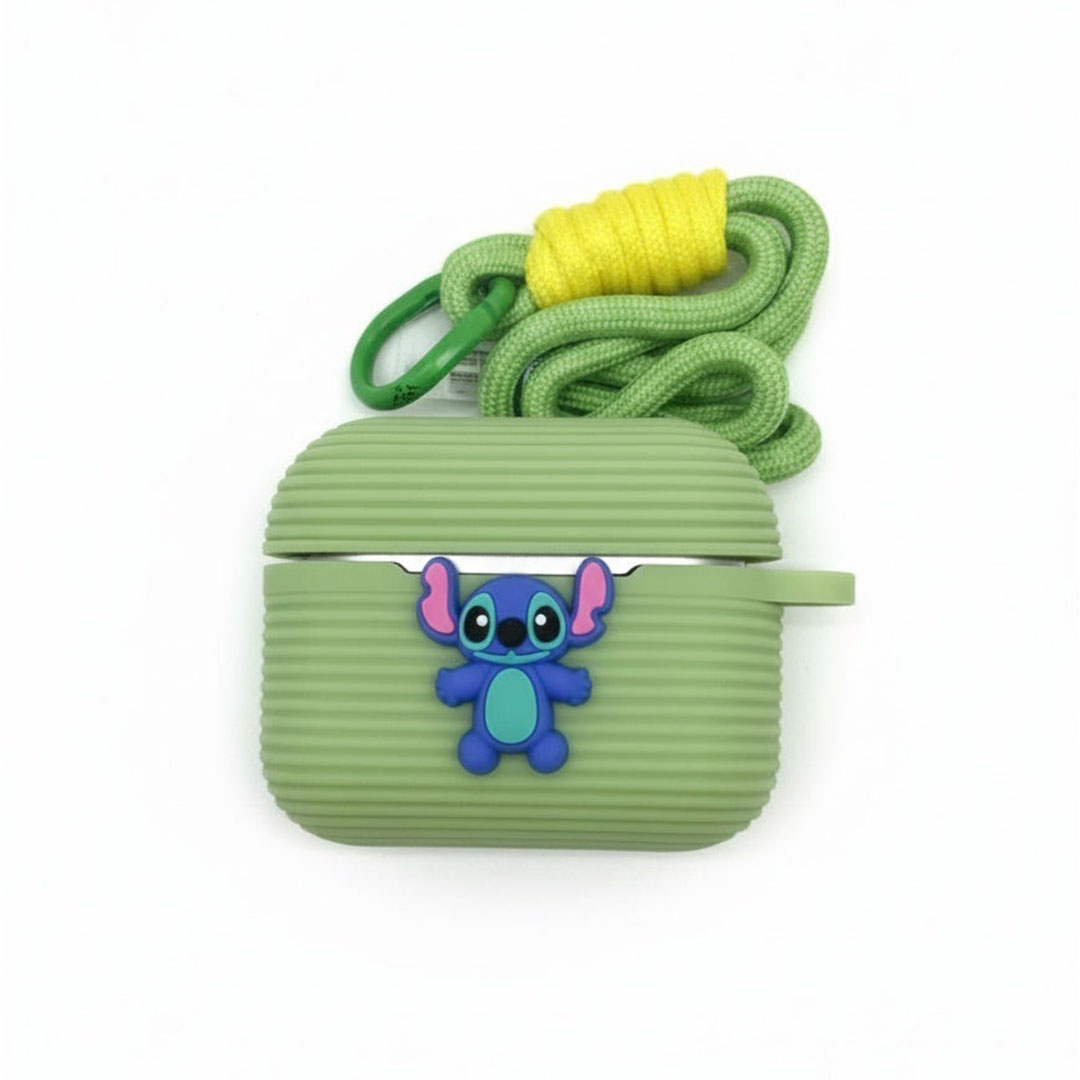 علبة سيليكون كرتونية مع حزام لسماعات AirPods Pro 2 - أخضر