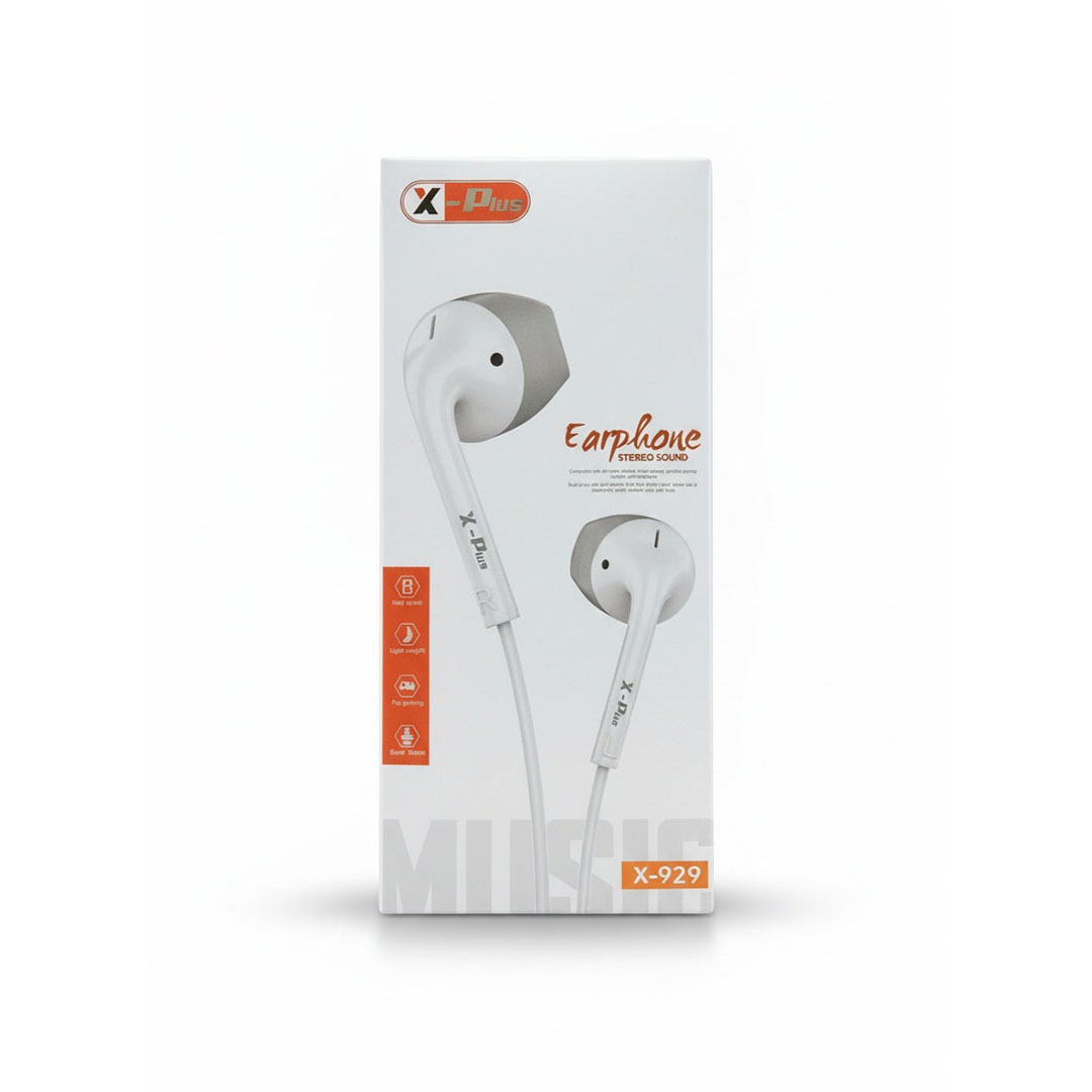 سماعة X-Plus X-929 ستيريو مع منفذ 3.5 مم وباس إضافي - أبيض ورمادي