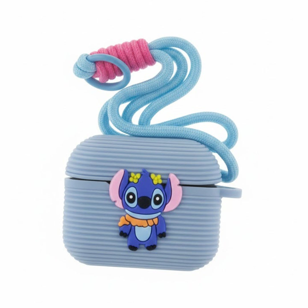 علبة سيليكون كرتونية مع حزام لسماعات AirPods Pro 2 - أزرق