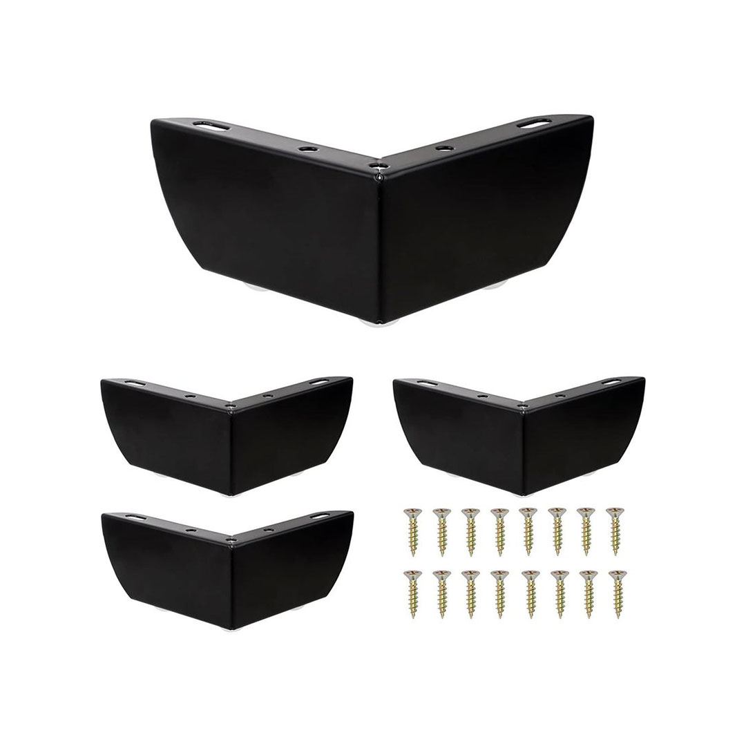 أرجل أثاث عريضة معدن - 2 بوصة - أسود - 4 قطع