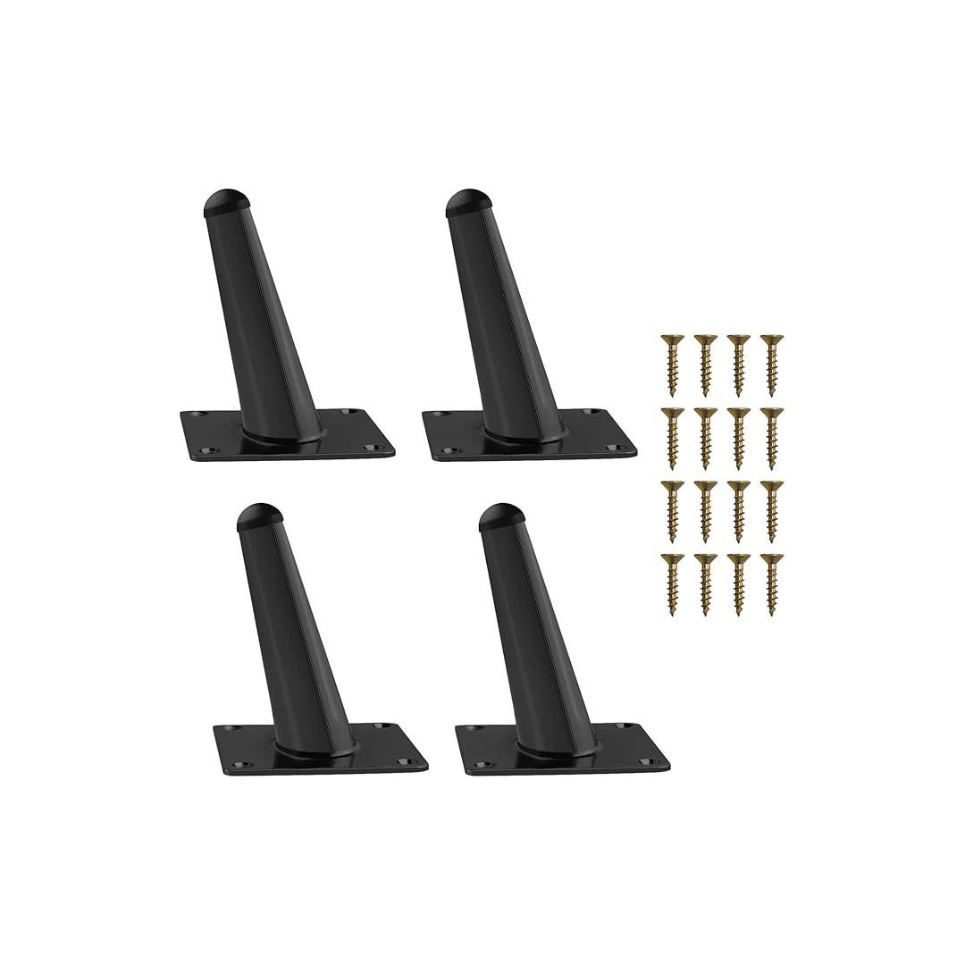 أرجل أثاث معدن - 6 بوصة - أسود - 4 قطع