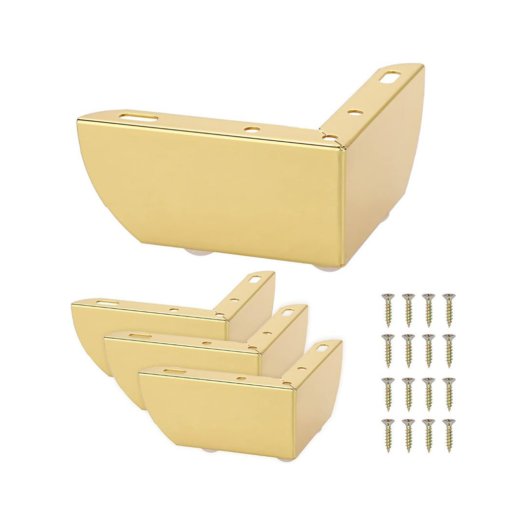 أرجل عريضة أثاث معدن - 6 سم - ذهبي - 4 قطع