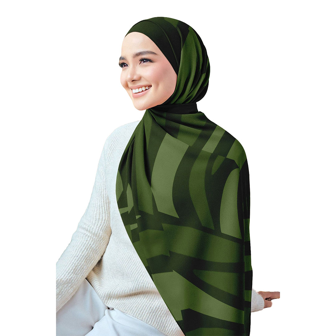 سولى طرحة مطبوعة شيفون كريب - زيتي