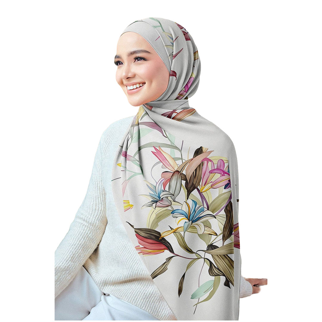 سولى طرحة شيفون كريب مطبوعة - ورد