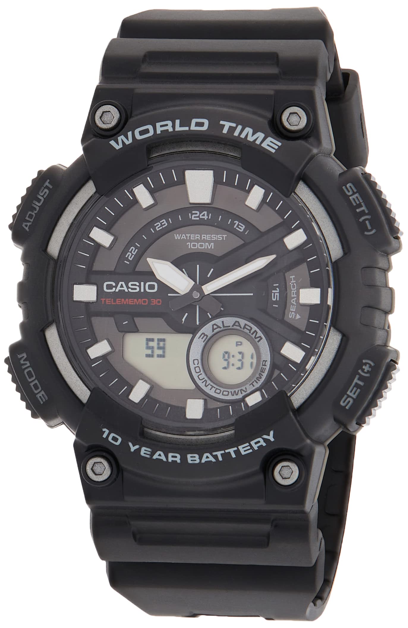 Casio AEQ-110W-1AV ساعة كاجوال رجالي - 47 ملم - أسود