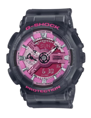 Casio G-Shock ساعة كاجوال حريمي - 46 ملم - أسود/بينك - GMA-S110NP-8A