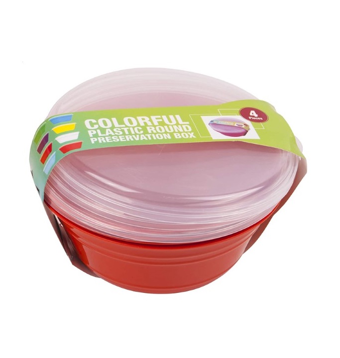 Mintra علب بلاستيك دائريه صغيره - 4 قطع - برتقالي