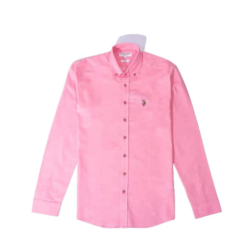 Us Polo Assn قميص بكم رجالي - بينك - G081SZ0040001363189-VR003