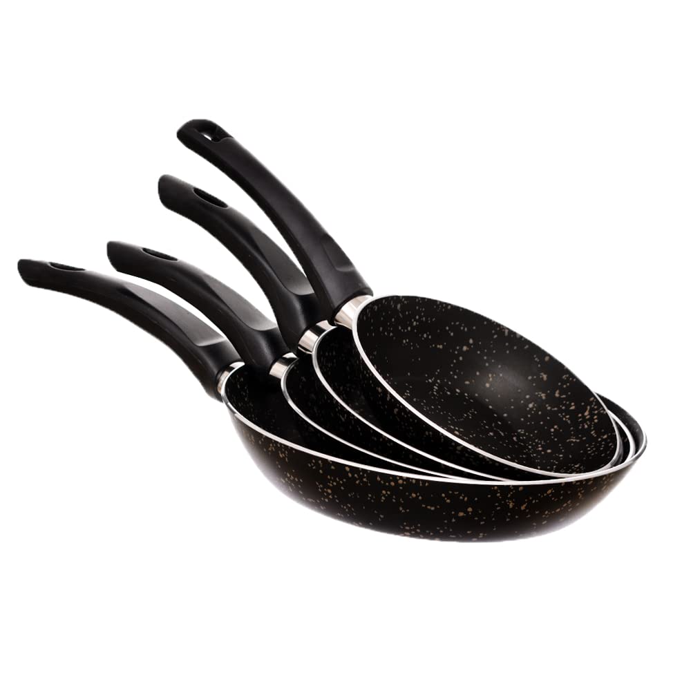 Trueval طقم طاسات قلي - 4 قطع - أسود