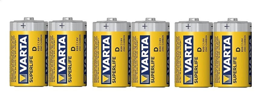 Varta بطاريات كربون سوبر لايف دي زنك - 6 قطع