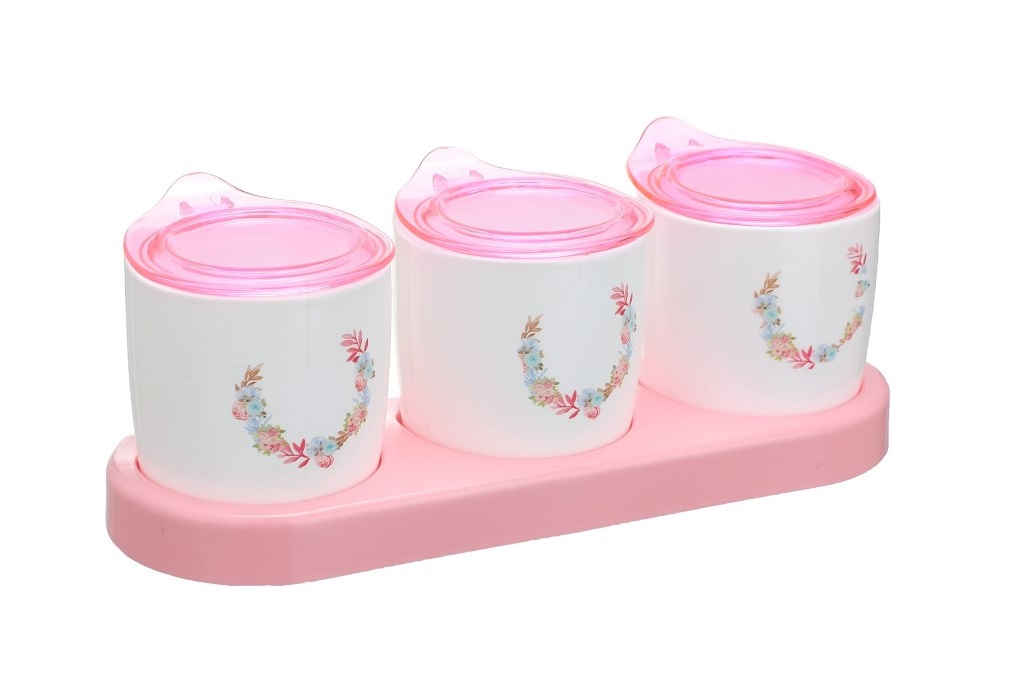 طقم توابل بلاستيك بستاند - 3 قطع - 250 مل