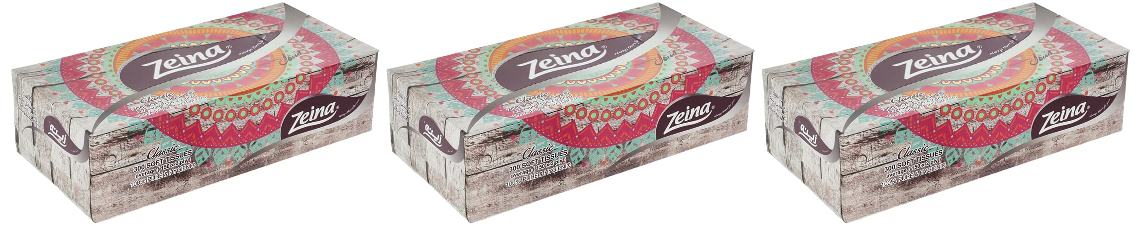 Zeina علبة مناديل زينة 300 منديل - 3 قطع