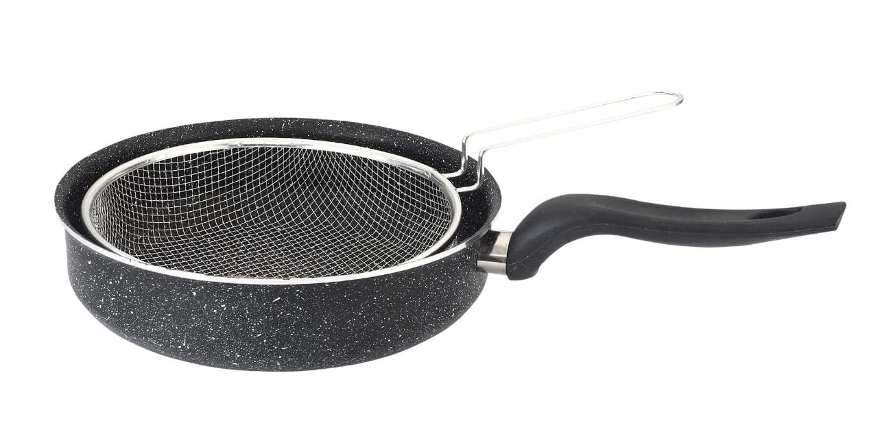 El Amal Elite مقلاة عميقة غير لاصقة مع مصفاه - أسود - 1011