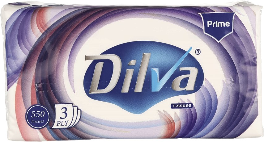 Dilva مناديل بيضاء للوجه 3 طبقات - 550 منديل