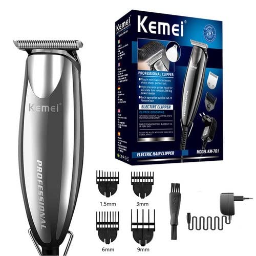 Kemei ماكينة حلاقة الشعر - فضي - KM-701