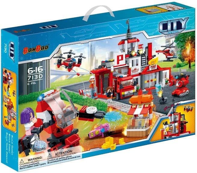 Banbao لعبة مكعبات بناء - محطة اطفاء الحريق - 1081 قطعة b7130