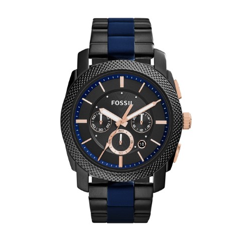 Fossil ساعة كاجوال للرجال - 45 ملم - أسود/أزرق - FS5164