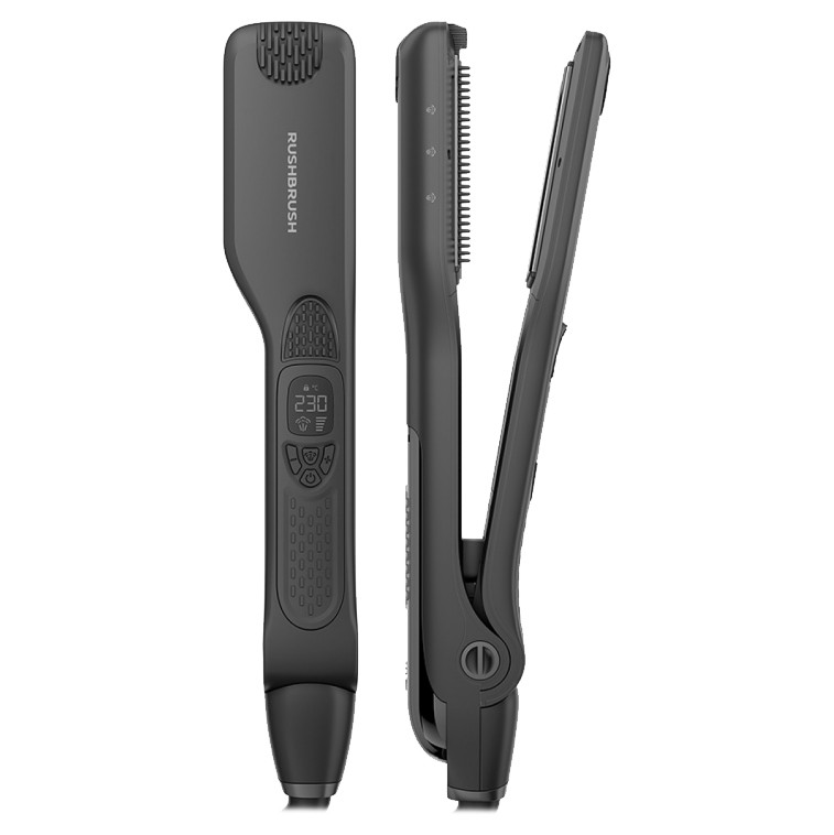 Rush Brush مكواة فرد الشعر بالبخار - أسود RB-STPRO