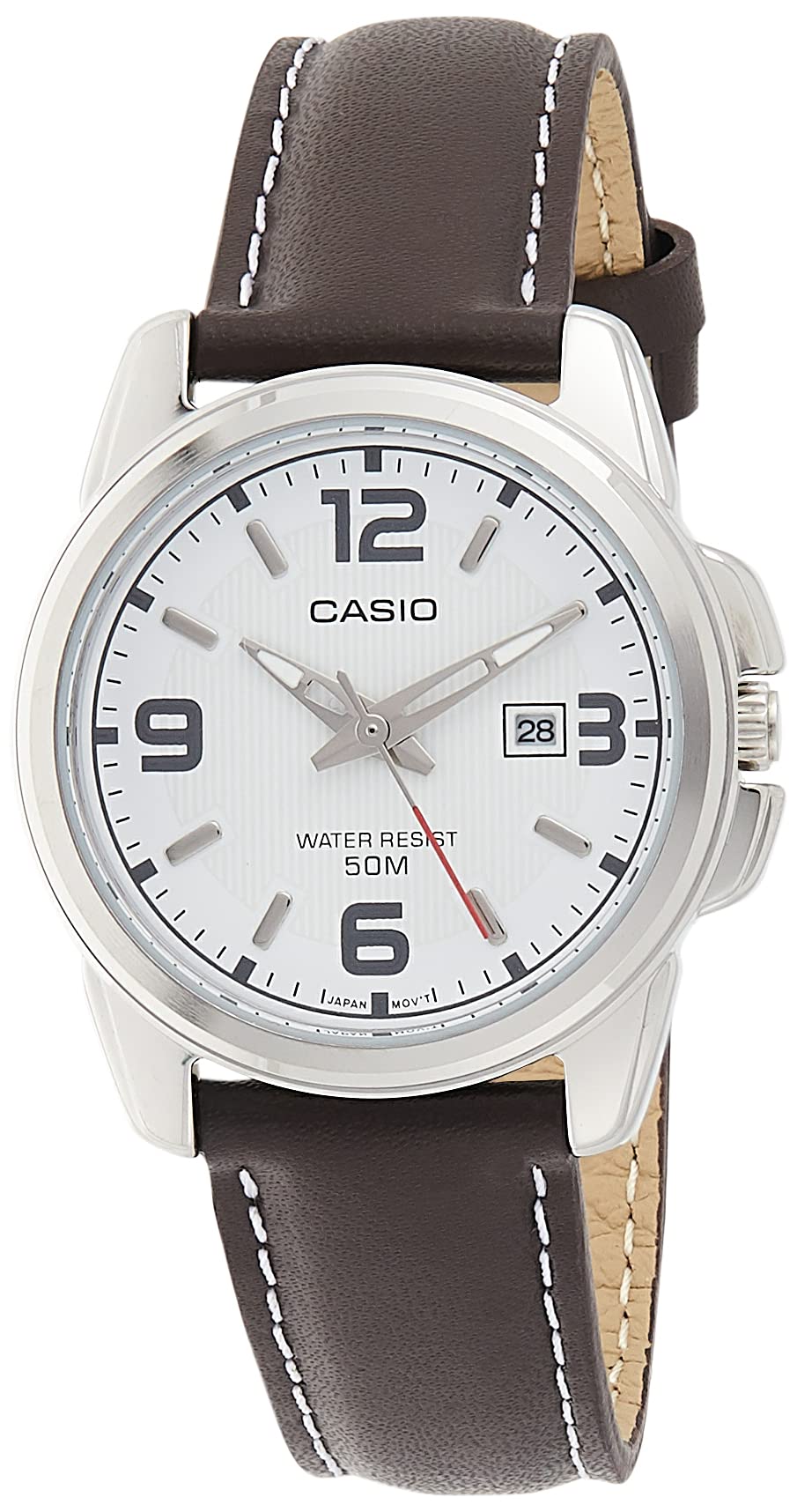 Casio ساعة حريمي جلد - 33 ملم - بني/أبيضLTP1314L-7AV