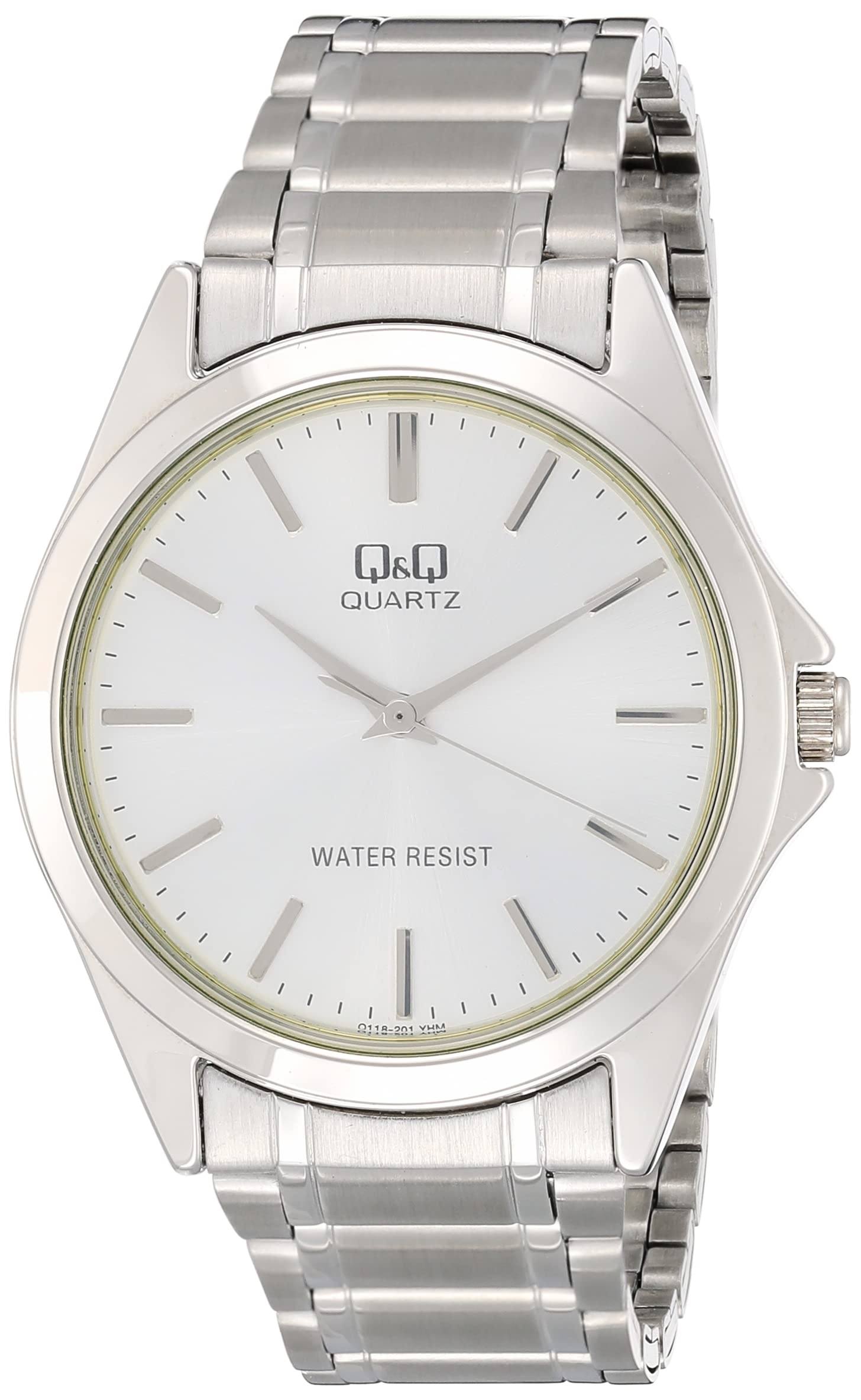 Q&Q ساعة كاجوال رجالي - 41 ملم - فضي Q118-201Y