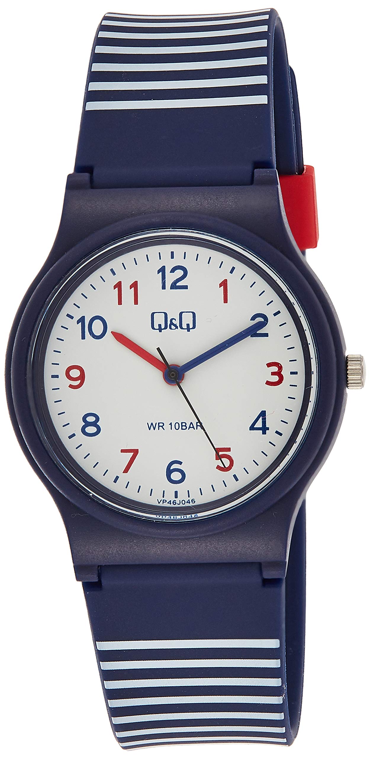 Q&Q VP46J046Y ساعة للجنسين - 34 ملم - كحلي/أبيض