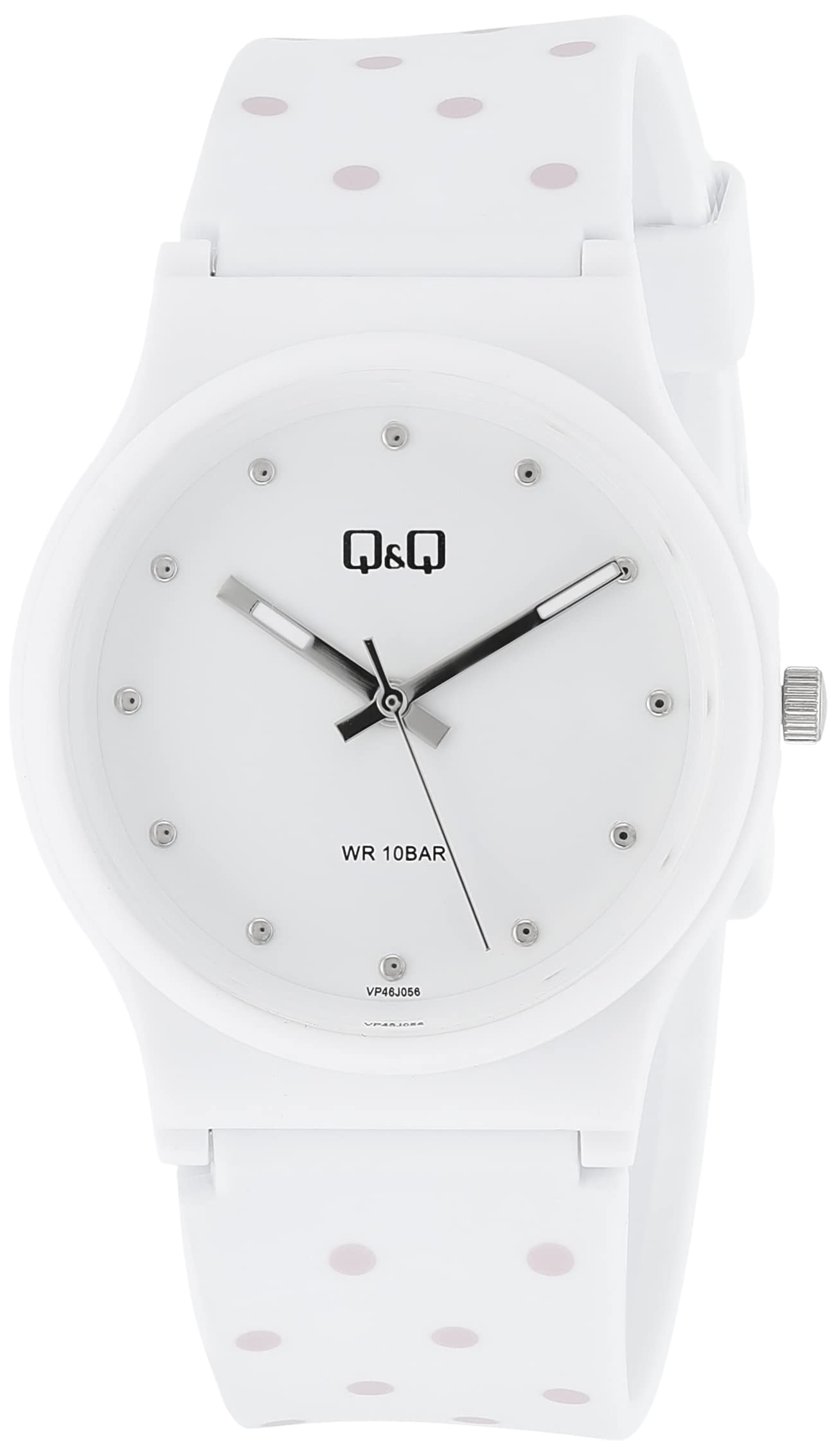 Q&Q VP46J056Y ساعة للجنسين - 34 ملم - ابيض