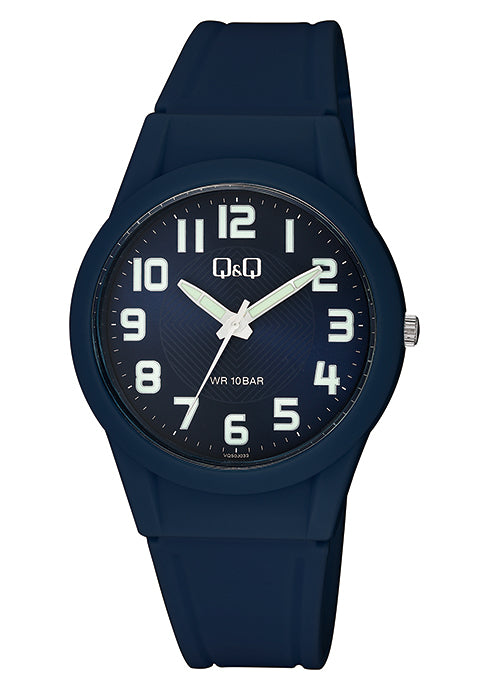 Q&Q VQ50J033 ساعة للجنسين - 38 ملم - أزرق